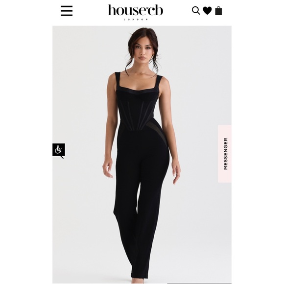 NWT HOUSE OF CB MYLENE BLACK CORSET JUMPSUIT sexy one piece Small S 4 mesh - Picture 4 of 16